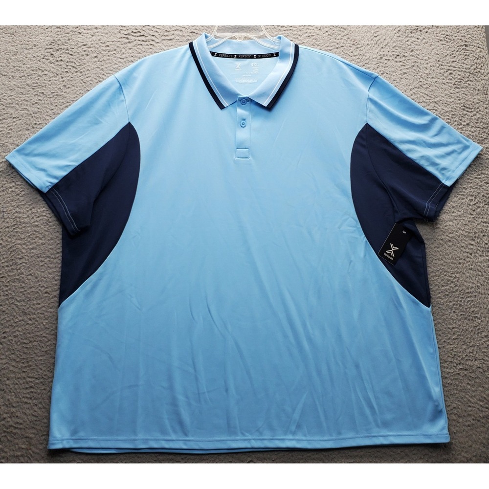 Xersion Golf Polo Shirt Men 4XL Blue Performance Classic Fit Collar Short Sleeve